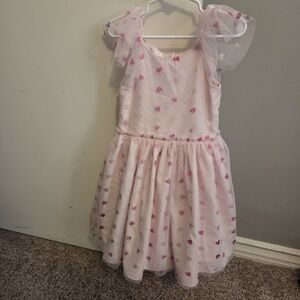 Pink Heart Tulle Dress Girls 5 Valentines